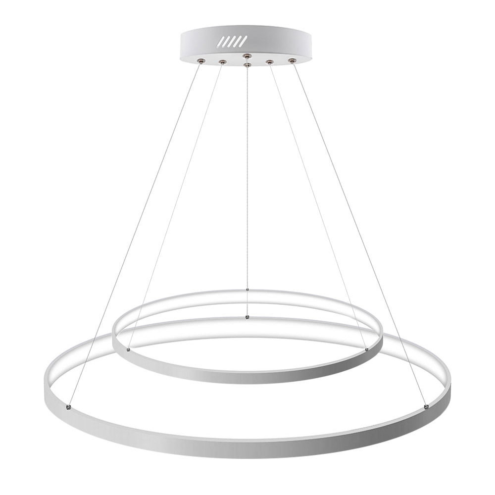 Luminária suspensa elix 60w branco ø57+38cm branco quente