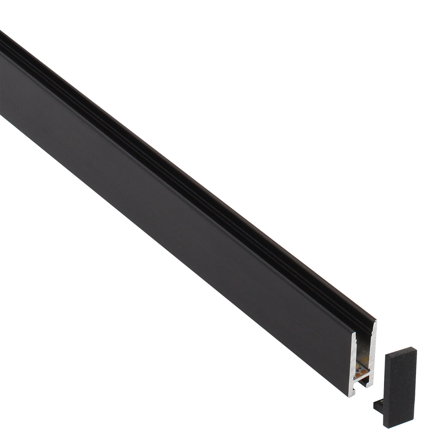 Set: Perfil LED, 100 cm de perfil de LED de 45° para tiras LED, perfil LED  de aluminio + cubierta, Milchig, negro : : Iluminación