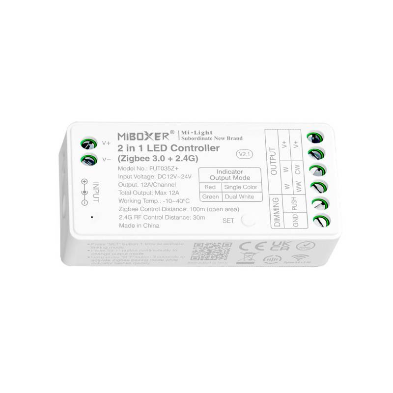 ZigBee + 2.4G RF controlador DC12-24V - 2 en 1 monocolor + CCT